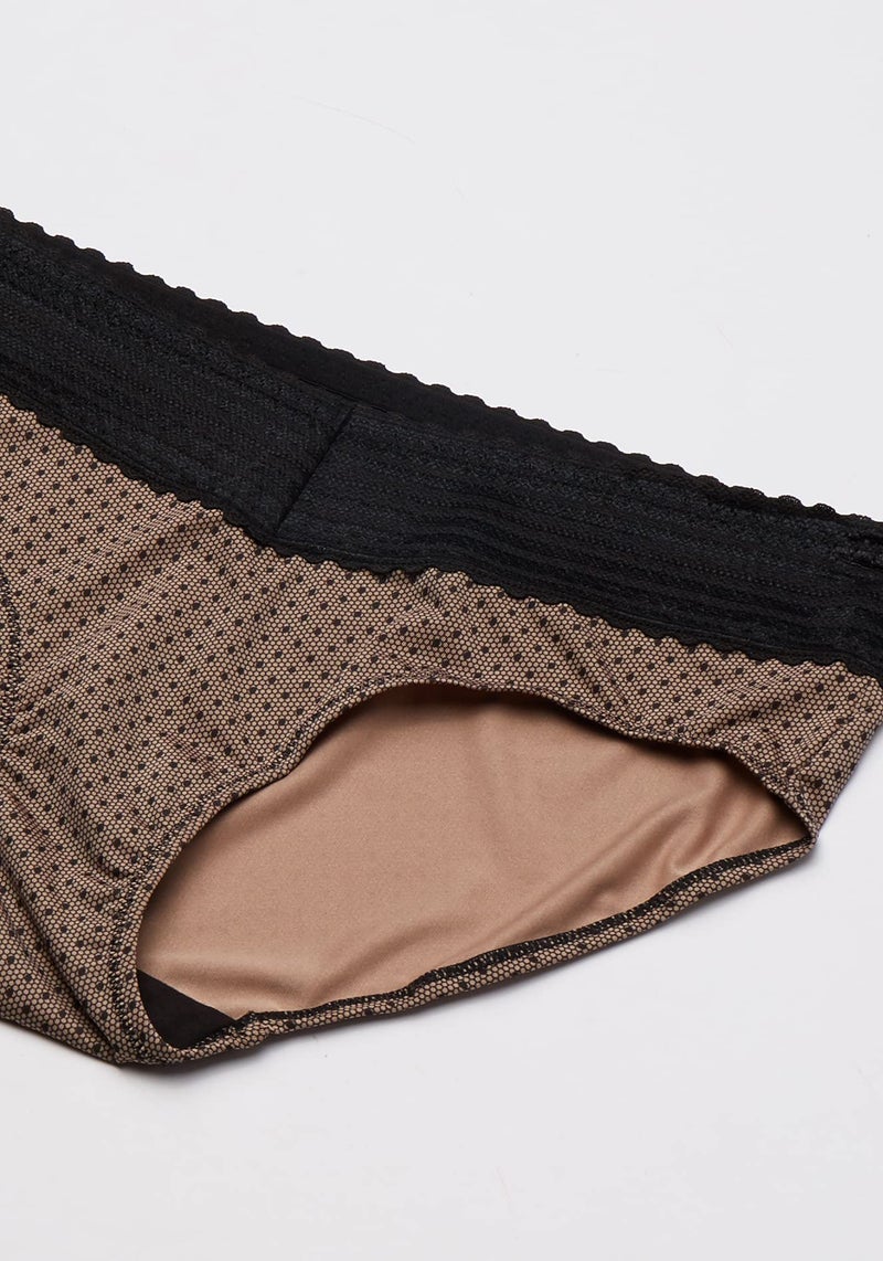 Warner's Women's Blissful Benefits No Muffin 3 Pack Hipster Panties, Black/Toasted Almond/lace dot Print, XL - Image 3